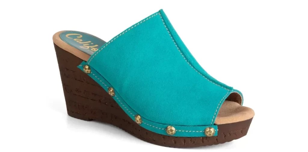 Turquoise suede wedge sandal