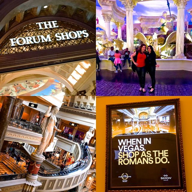 Collage of images from shopping at Caesars Palace.